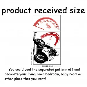Наклейка на стіну SUPERDANT Мотоцикл і тахометр вінілова Чорний, Червоний synthetic.ua - Фото 1