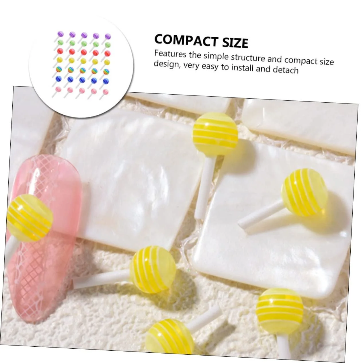 Подвеска для ногтей FRCOLOR 50 шт. Конфеты для ногтей Резиновые подвески для ногтей Плоские бусины для ногтей 3D Мультяшная смоляная кнопка, фото №2