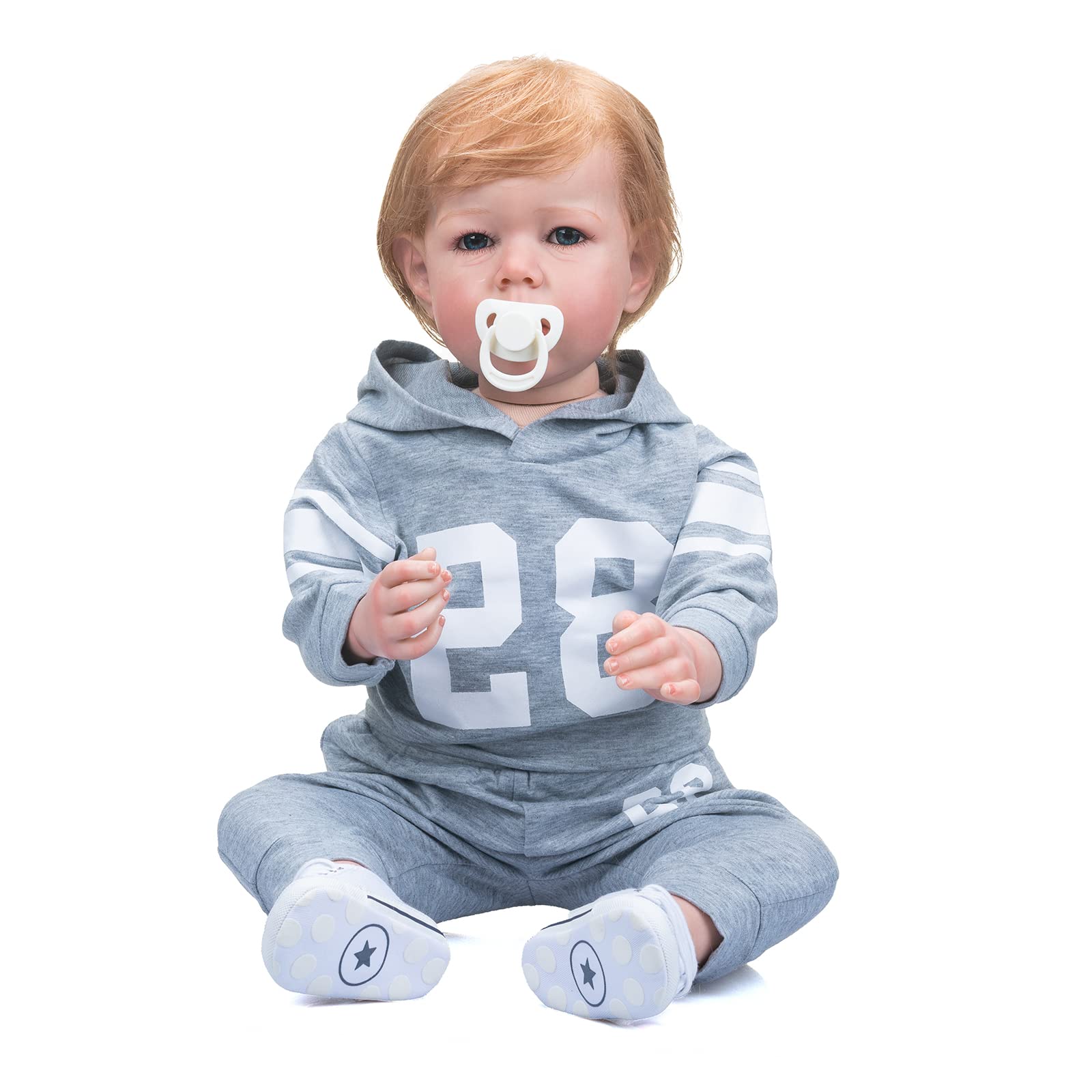 Кукла MineeQu Giant Lifelike Reborn Baby 28 Inch Мягкое утяжеленное тело Реалистичные новорожденные мальчики, фото №4