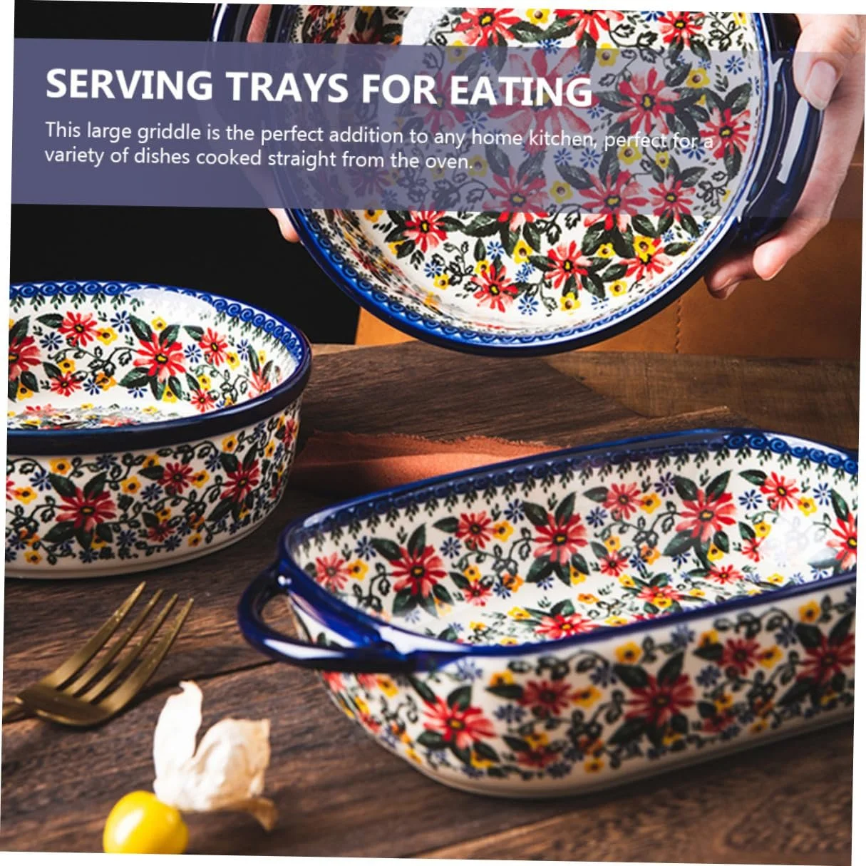 Форма для запекания DECHOUS Прямоугольная керамическая с ручками термостойкая, фото №4