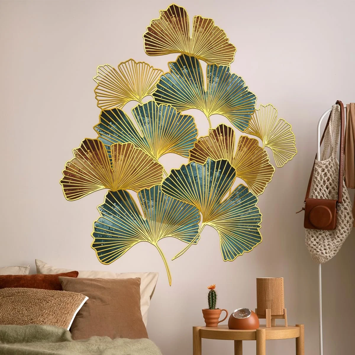 Наклейка на стіну WandSticker4U XL Ginkgo Leaves 73 x 87 см золота коричнева зелена, фото №2 Наклейка на стіну WandSticker4U XL Ginkgo Leaves 73 x 87 см золота коричнева зелена, фото №2