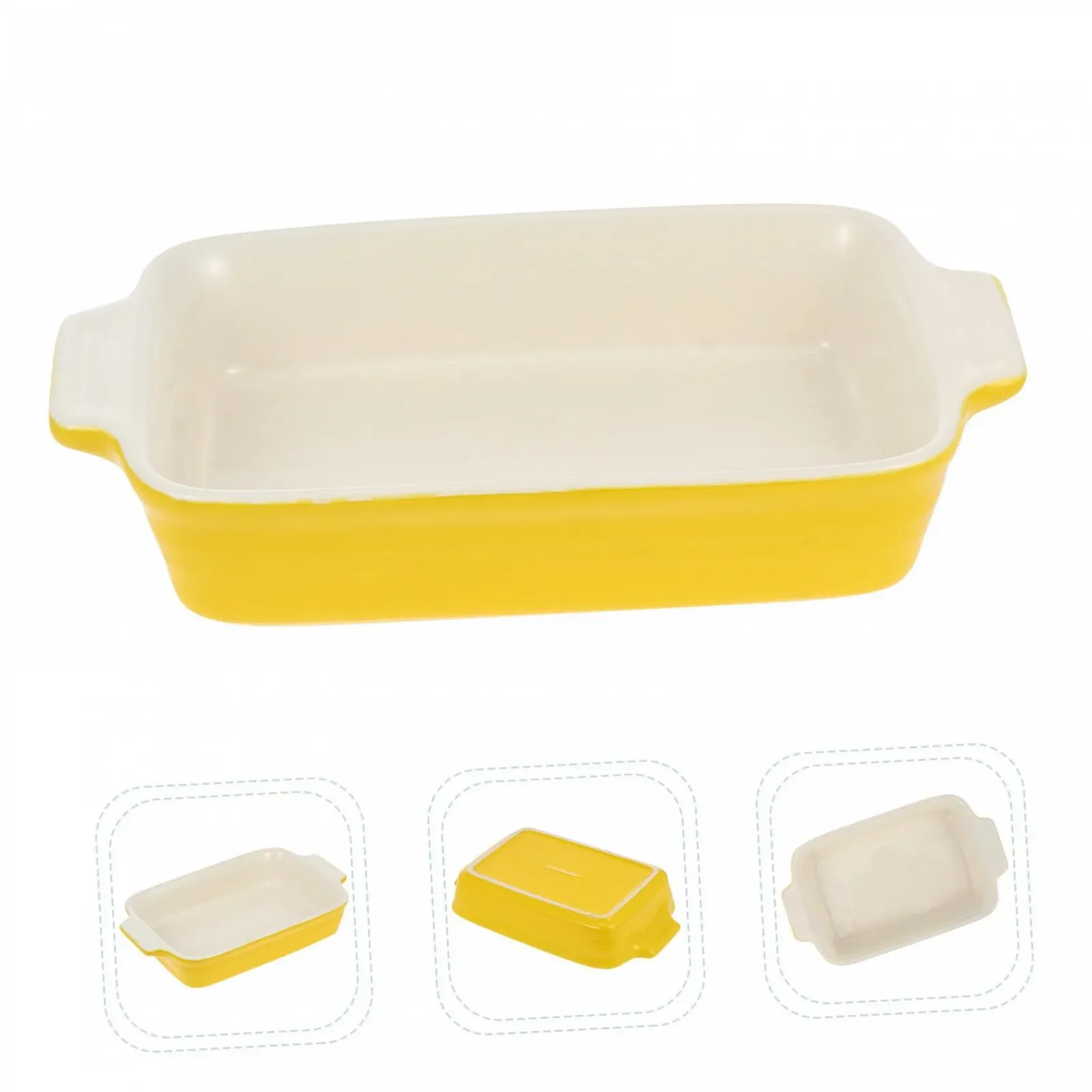 Форма для запікання SOLUSTRE керамічна прямокутна з ручками жовта, фото №3