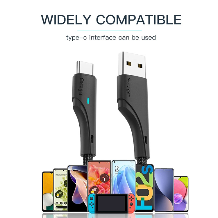 Зарядный кабель Rousseau черный ESSAGER Fact charge Type-C 1метр 3A, фото №4 Зарядный кабель Rousseau черный ESSAGER Fact charge Type-C 1метр 3A, фото №4