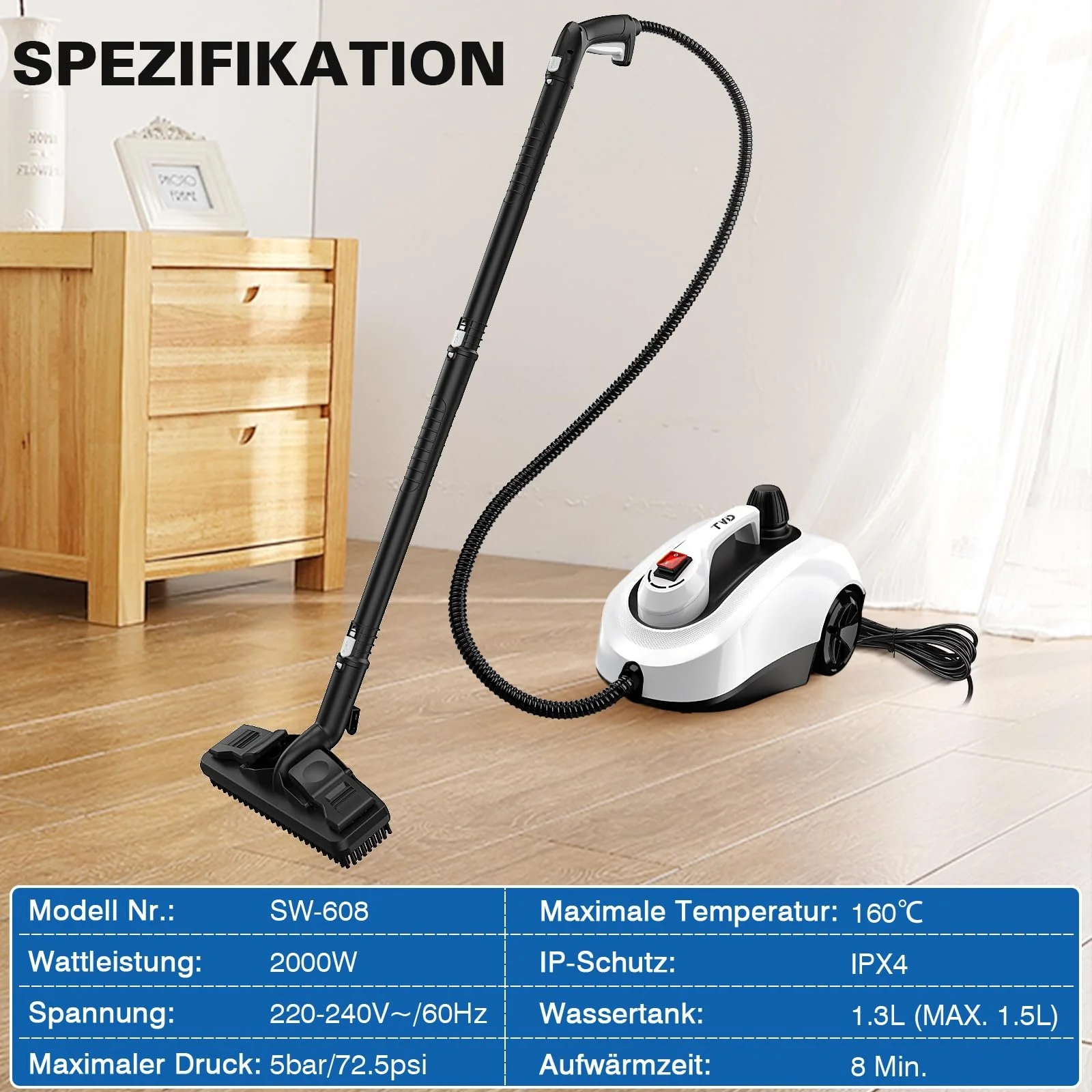 Пароочисник TVD 5 м кабель, фото №5