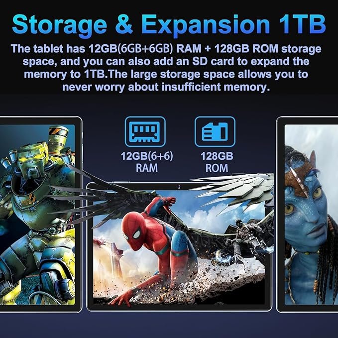 Планшет 10.1" HD Oangcc A15 6+6/128Gb 8 ядер Android 13 6000mAh Голубой, фото №4