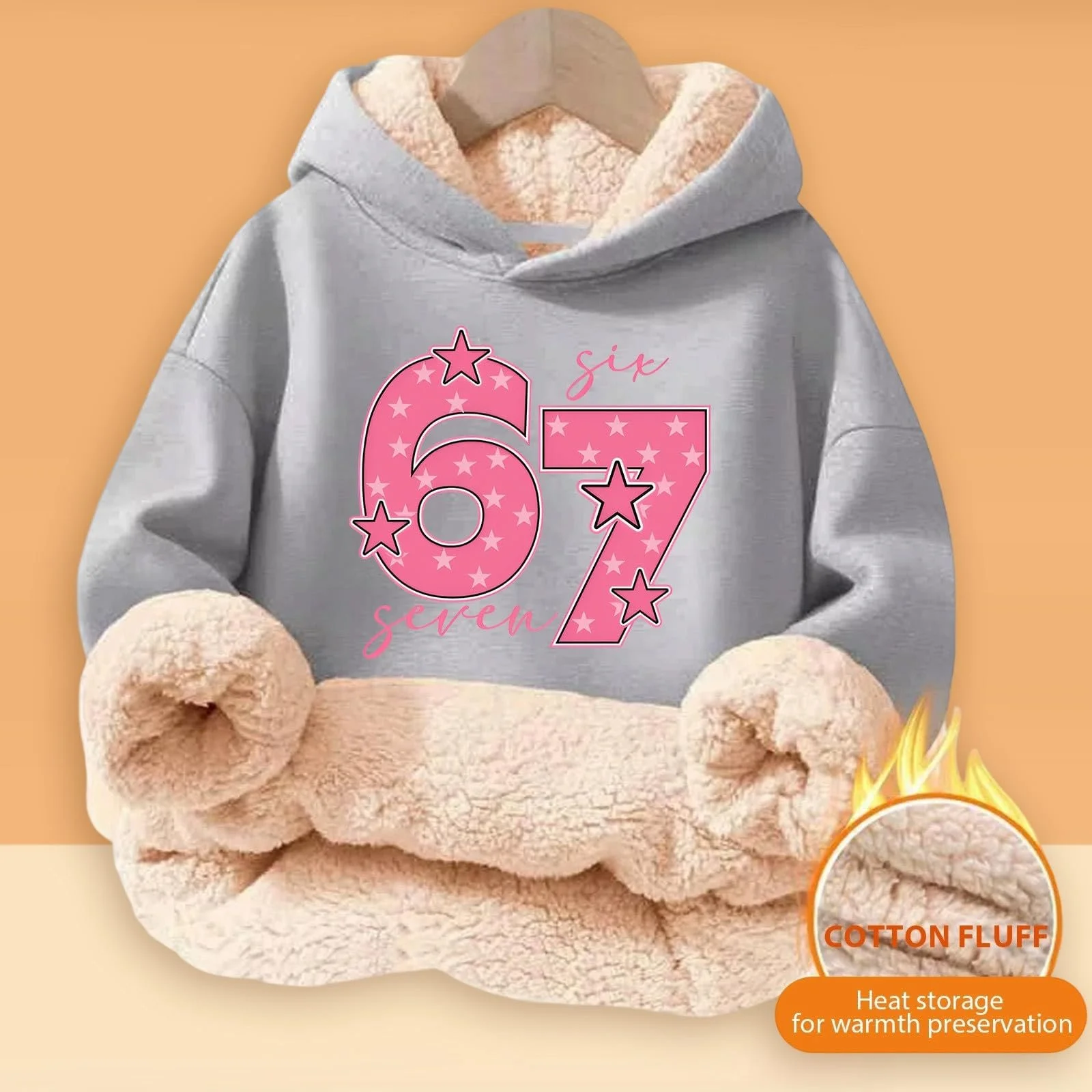 Худи Six Seven 67 Meme Y2K Плюшевый Длинный Рукав Толстовка с капюшоном с принтом 67 Пуловер Удобный Мягкий свитшот Novelty Streetwear Для мальчиков Девочек Повседневная Куртка, фото №4