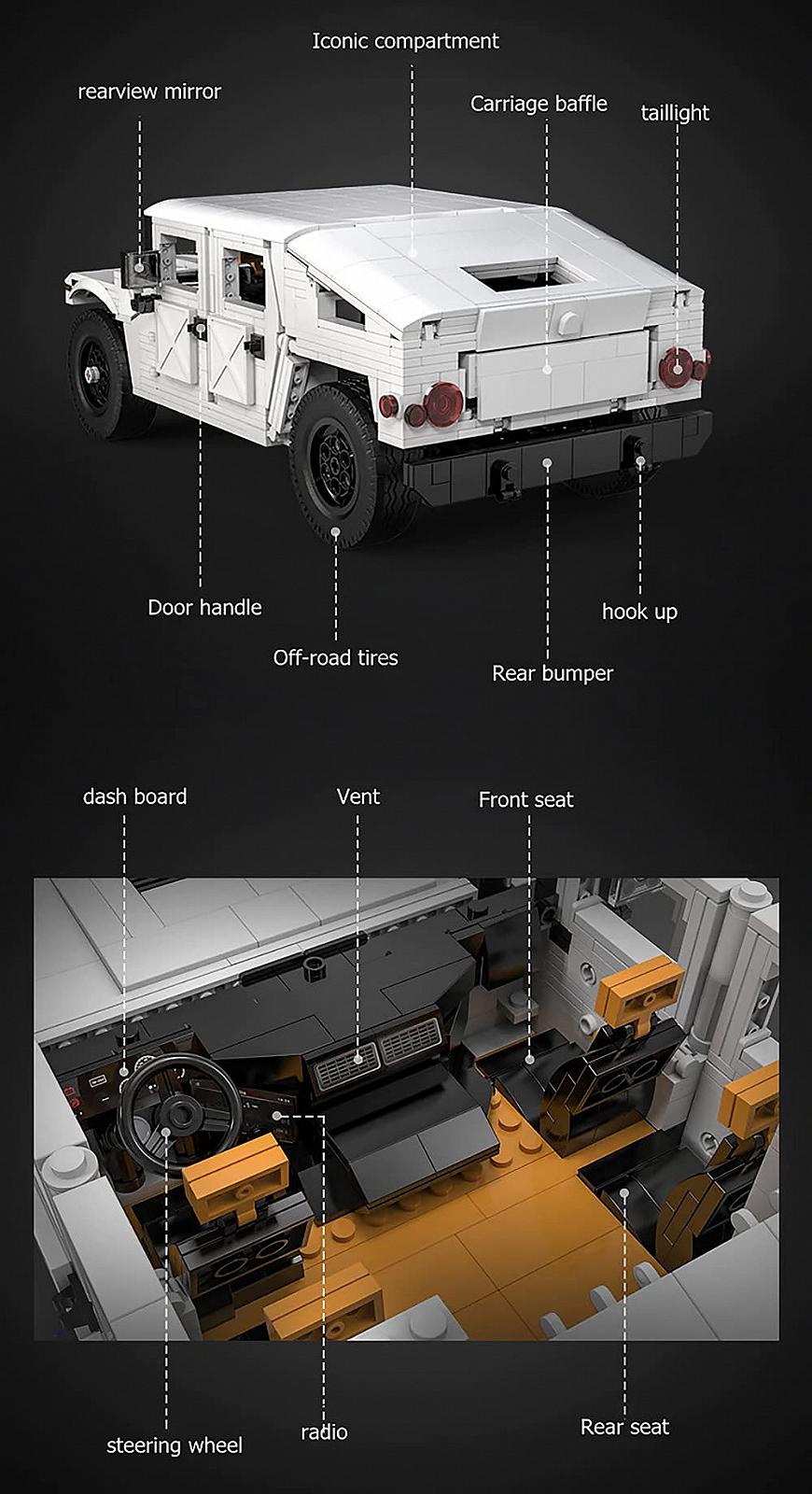 Конструктор CaDA Humvee Позашляховик 1380 деталі, фото №4