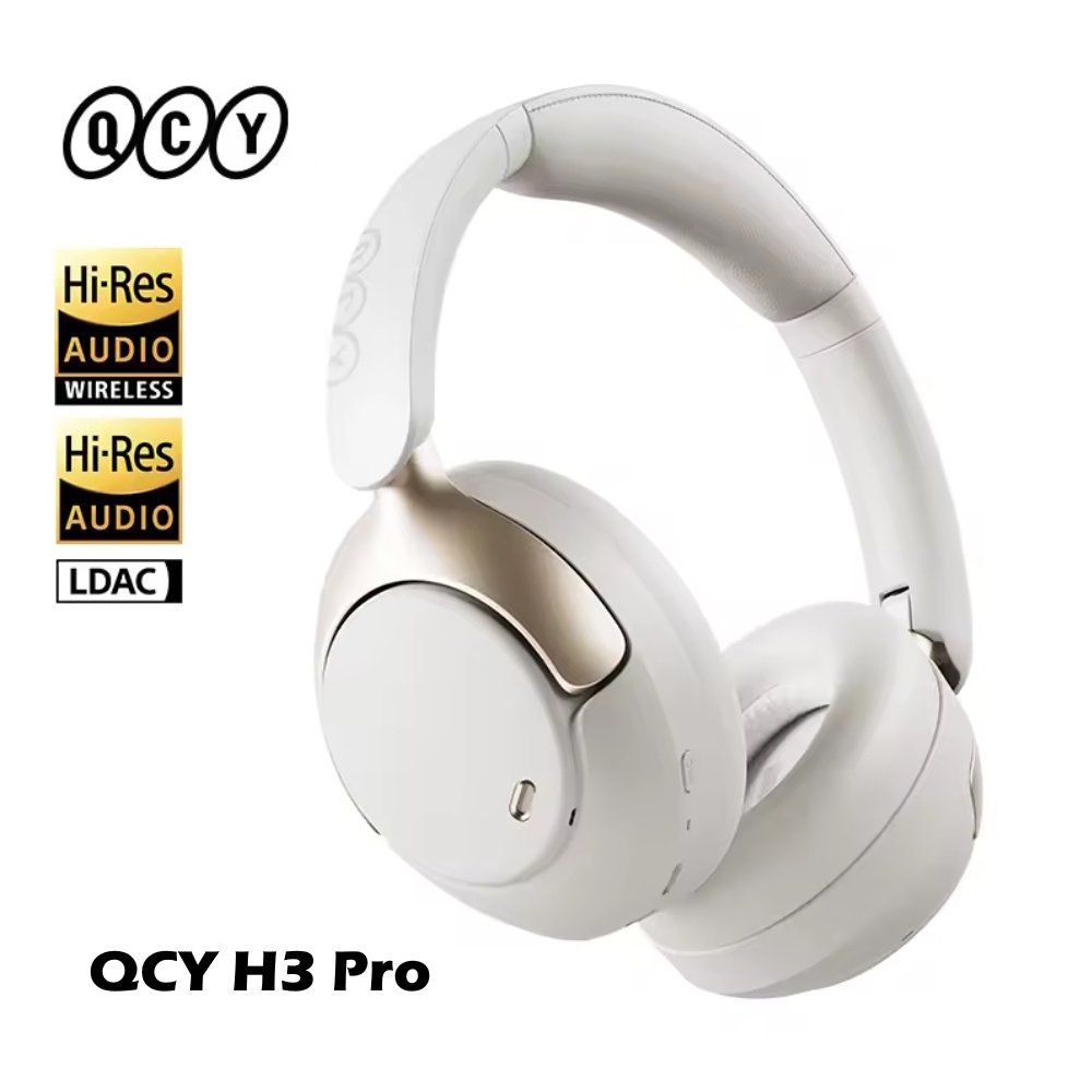 Наушники QCY H3 Pro White LDAC ANC 50dB Noise Canceling Hi-Res Spatial Audio BT5.4, фото №1