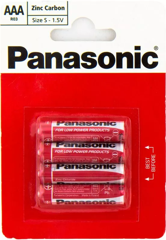 Батарейка PANASONIC AAA R03 RED ZINK 4 (R03REL/4BP), фото №4