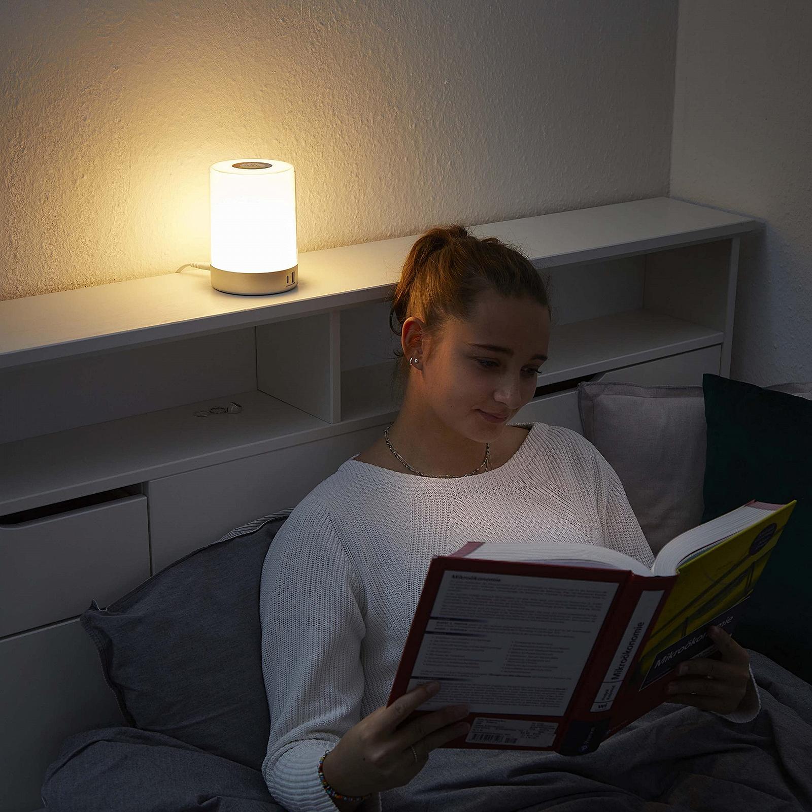 Настільна лампа LED Northpoint із сенсорним керуванням димуванням зміною кольору та портами для зарядки срібляста, фото №6