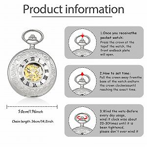 Годинник SUPBRO Pocket Watch Аналогові Механічний Ланцюг Unisex Сріблястий Класичний synthetic.ua - Фото 1