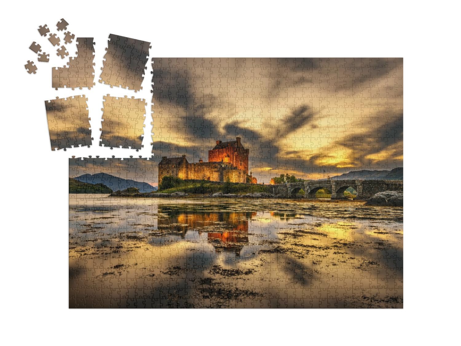 Пазл-адвент-календарь puzzleYOU Scotland "Закат над замком Эйлен-Донан, Шотландия" 1000 элементов, фото №2