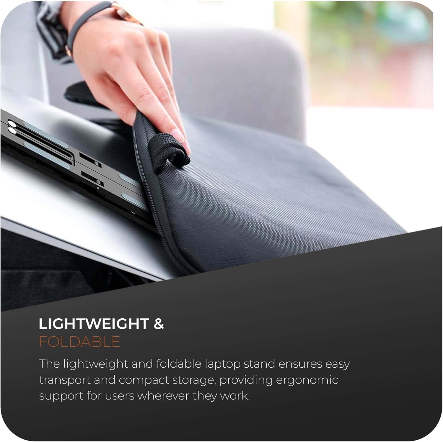 Подставка для ноутбука K-MART Регулируемая по высоте - Сделана из алюминиевого сплава, 6 передач Подставка для ноутбука для стола, Совместима с MacBook Air, Pro, Dell Allen Laptops 10-15.6 дюймов (Черный), фото №6