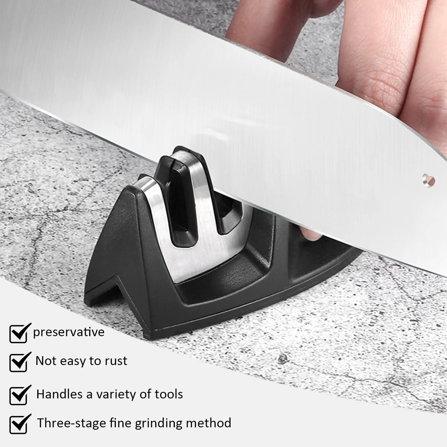 Точилка для ножів ручна портативна міні 9.5 x 4.5 см Чорна, фото №4