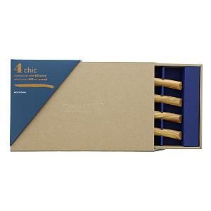 Набор ножей Table Chic Opinel, 4 ножа, лезвие 10 см, коричневый (оливковое дерево) synthetic.ua - Фото 1