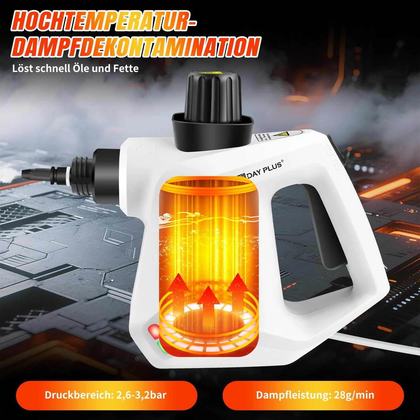 Пароочиститель высокого давления 3800 W 400 ml 7 аксессуаров IPX4 для автомобиля и дома, фото №4 Пароочиститель высокого давления 3800 W 400 ml 7 аксессуаров IPX4 для автомобиля и дома, фото №4