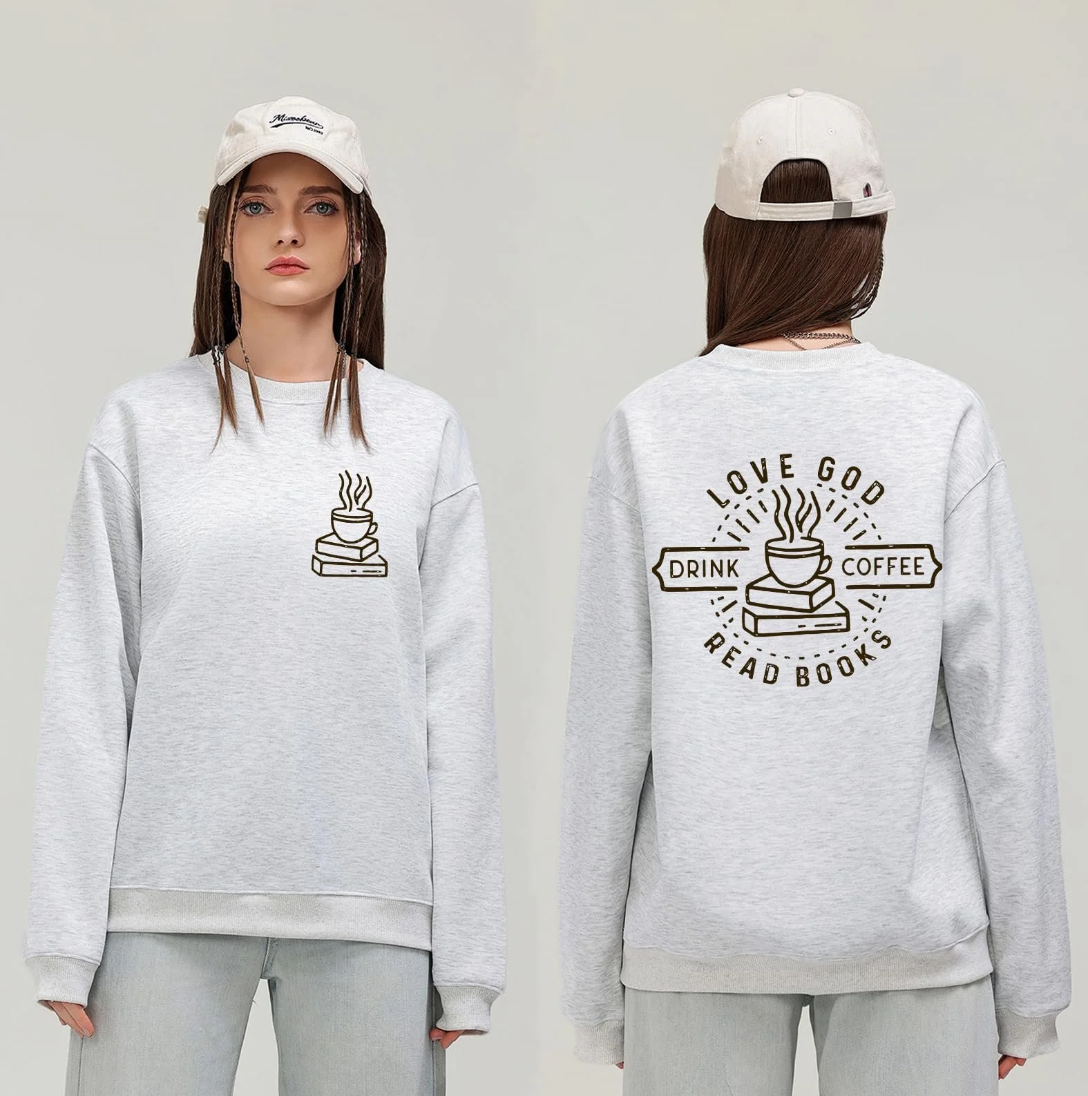 Винтажный Христианский свитшот для любителей Бога, кофе и книг, фото №3 Винтажный Христианский свитшот для любителей Бога, кофе и книг, фото №3