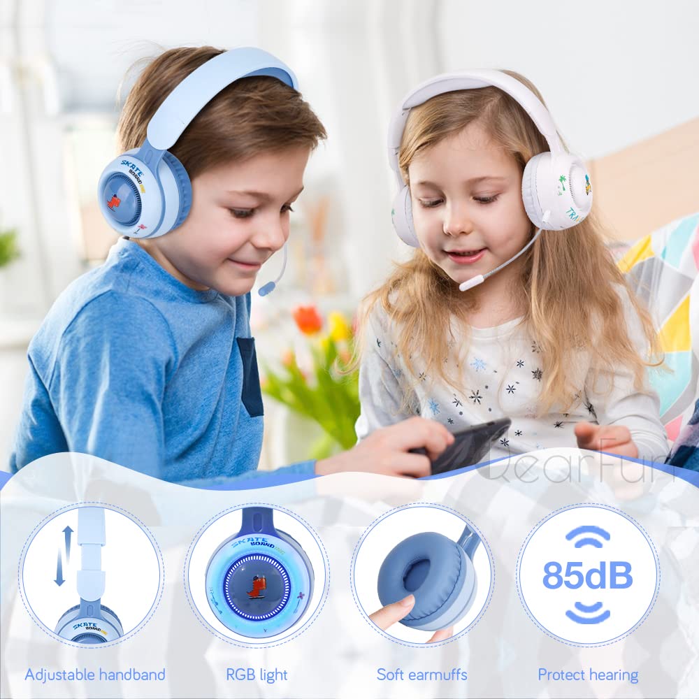 Навушники JYPS для дітей Динозавр Bluetooth LED Світло Знімний мікрофон, фото №2