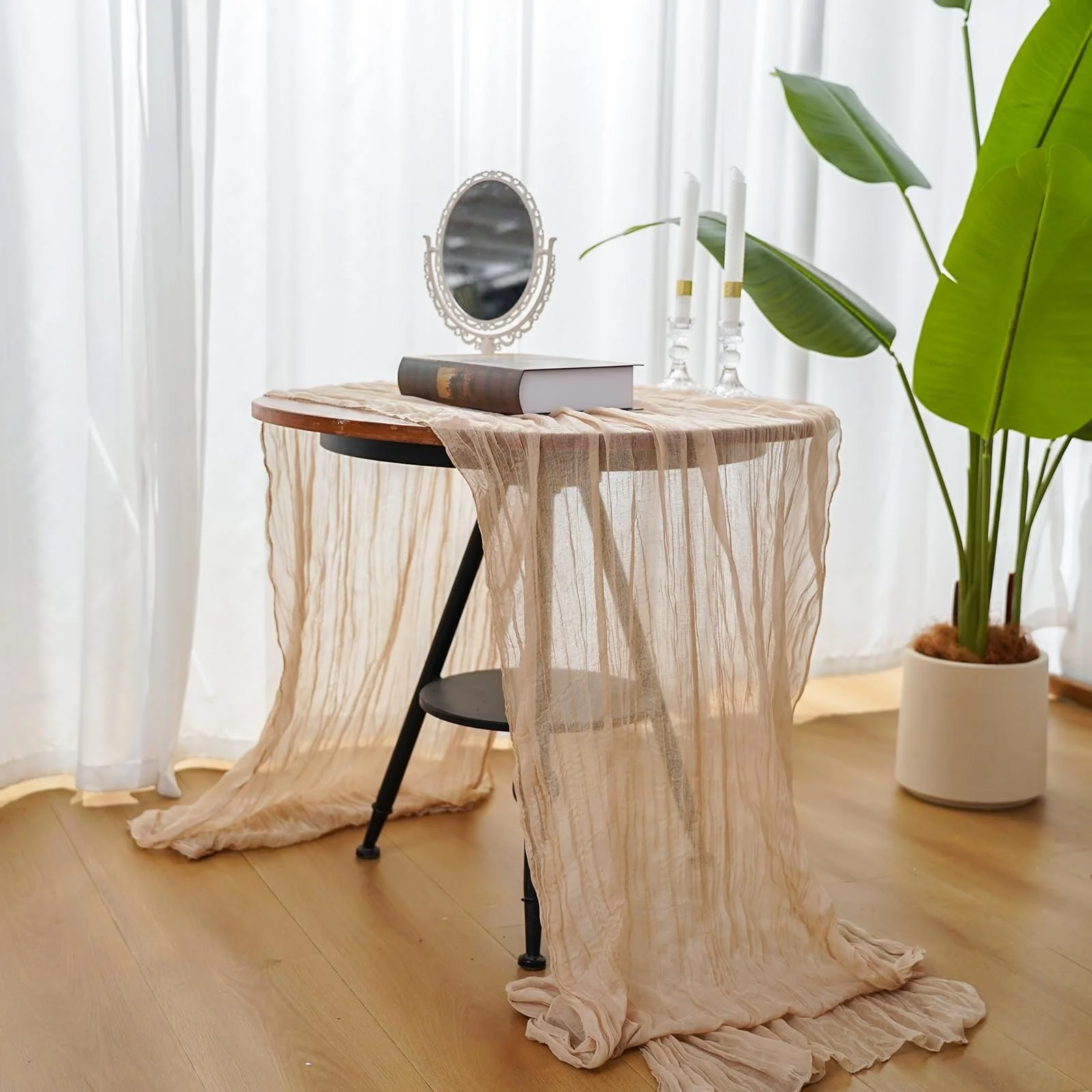 Серветка-доріжка YRYUNRUI Boho 90 x 300 см Cheesecloth 6 шт. Бежева, фото №6 Серветка-доріжка YRYUNRUI Boho 90 x 300 см Cheesecloth 6 шт. Бежева, фото №6