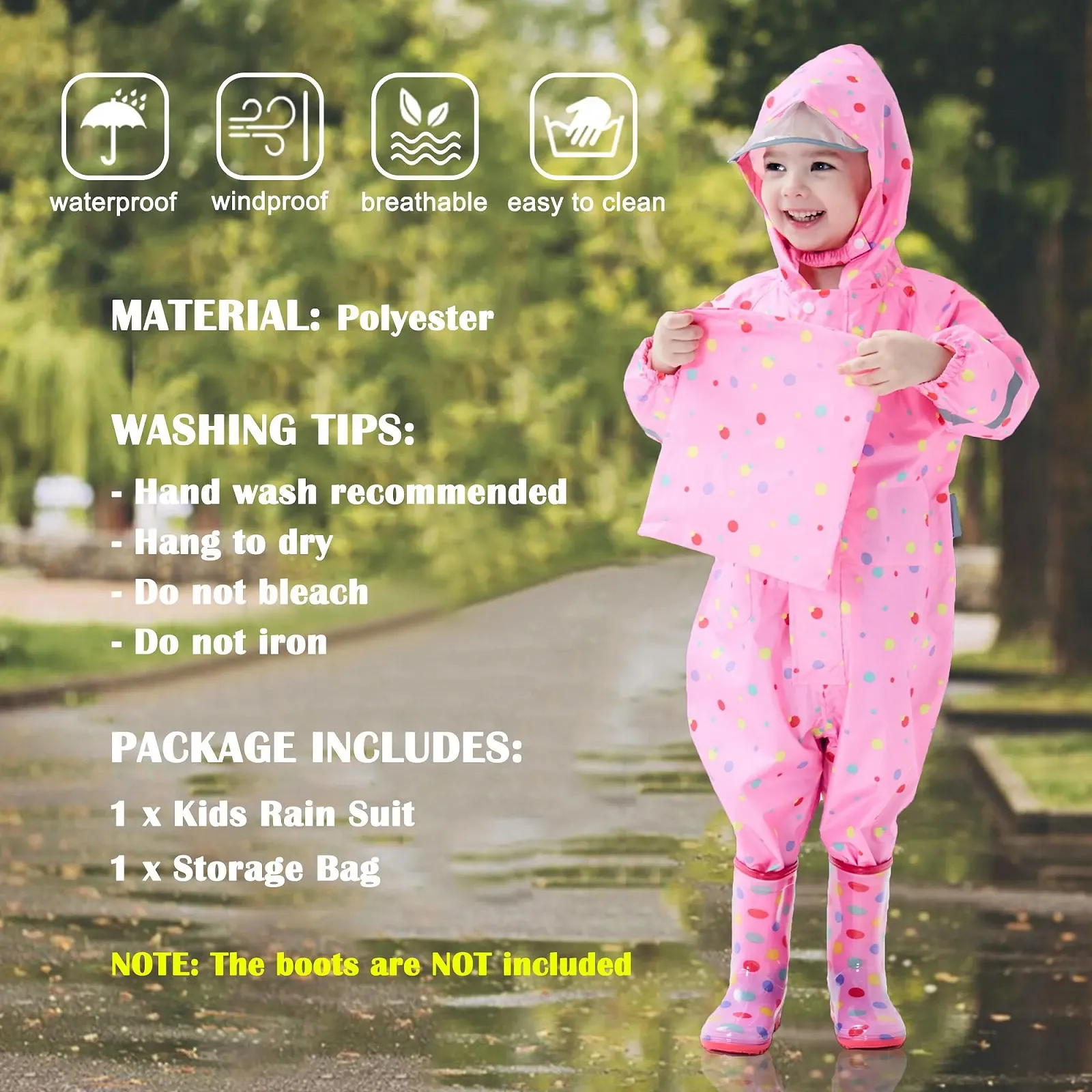 Дитячий дощовик для хлопчиків і дівчаток Водонепроникний дощовий комбінезон, фото №4 Дитячий дощовик для хлопчиків і дівчаток Водонепроникний дощовий комбінезон, фото №4