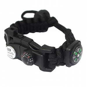 Браслет виживання LED Licht SOS з компасом, свистком, кресалом, ножем - для кемпінгу, походів, виживання для чоловіків та жінок - Фото 1