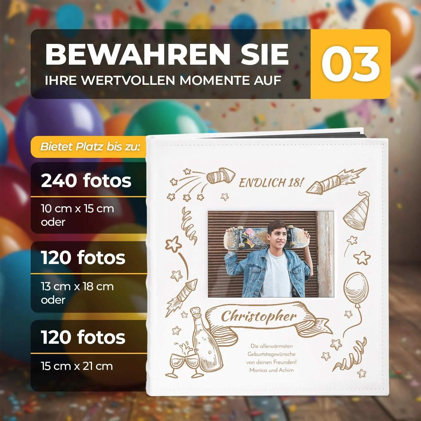 Фотоальбом Maverton для DIY с вырезом для фотографий с гравировкой - на 240 фотографий 10 x 15 - 60 черных страниц - размер 33 x 30 см - Белый, фото №4 Фотоальбом Maverton для DIY с вырезом для фотографий с гравировкой - на 240 фотографий 10 x 15 - 60 черных страниц - размер 33 x 30 см - Белый, фото №4