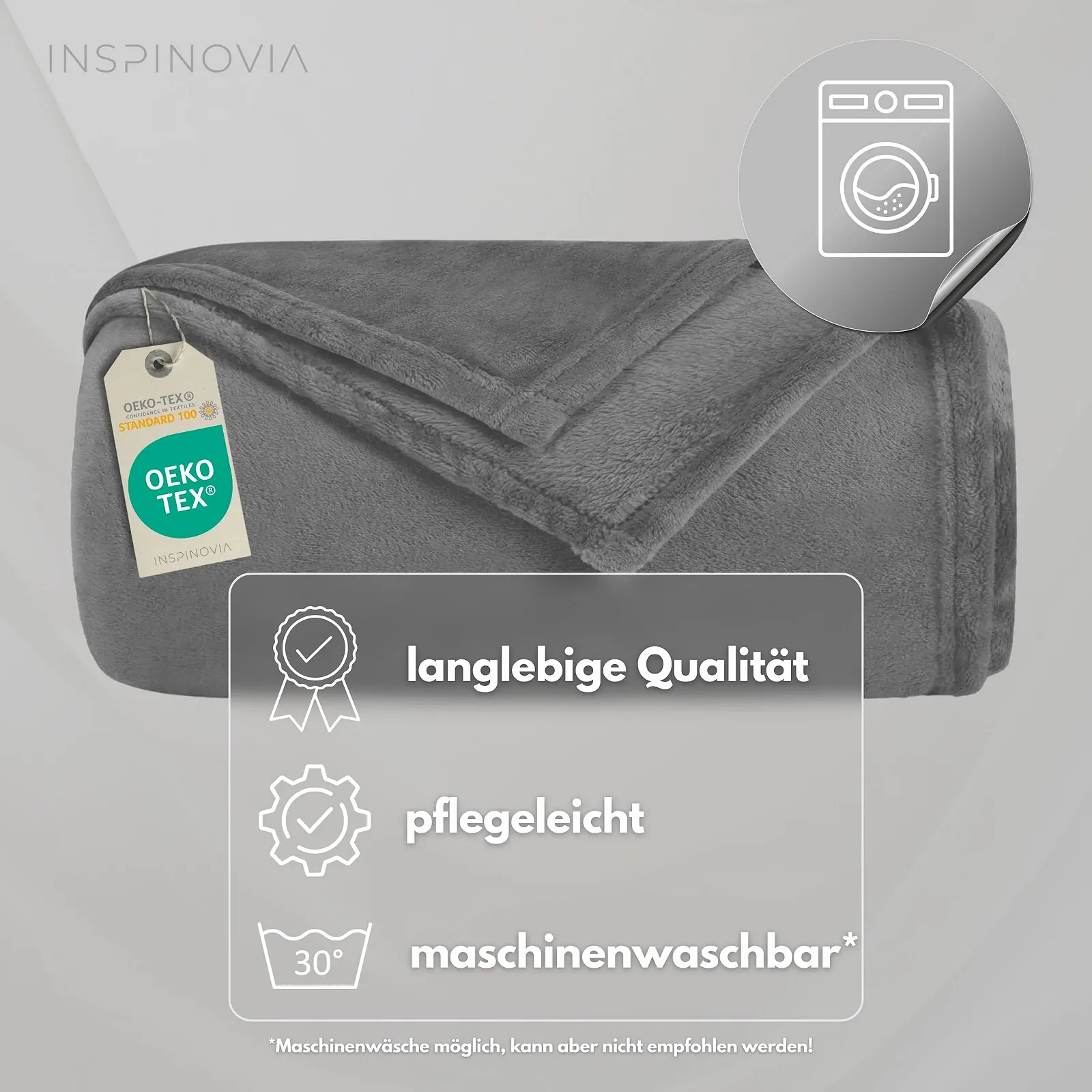 Покривало з мікрофібри INSPINOVIA Фліс 150 x 200 см з сумкою Сірий, фото №6