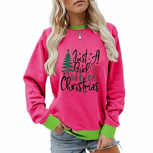 Женский Свитшот Просто Девушка, Которая Любит Рождество Рождественский Пуловер с длинными рукавами и круглым вырезом synthetic.ua - Фото 1