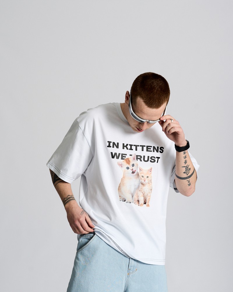 Футболка оверсайз Ogonpushka Kittens біла, фото №3
