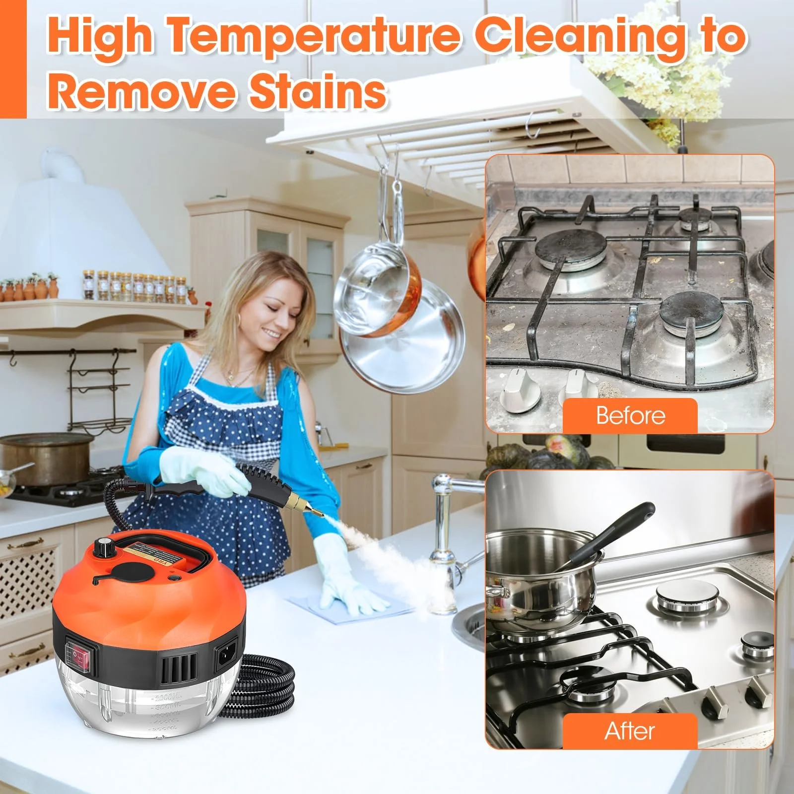 Пароочисник побутовий 2500W 1350 ml 3 bar ручний, фото №5