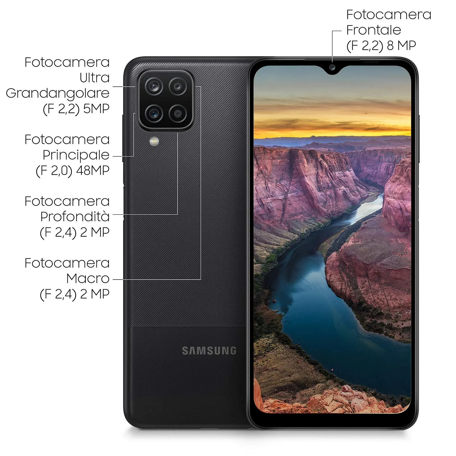 Смартфон Samsung Galaxy A12 SM-A125FZKKEUE 16.5 см (6.5") Dual SIM 4G USB Type-C 4GB 128GB 5000 mAh Чорний, фото №5 Смартфон Samsung Galaxy A12 SM-A125FZKKEUE 16.5 см (6.5") Dual SIM 4G USB Type-C 4GB 128GB 5000 mAh Чорний, фото №5