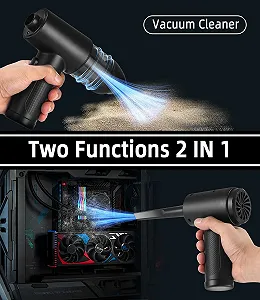 Акумуляторна повітродувка Yulado 7.2 KPA 3 швидкості з підсвіткою та аксесуарами synthetic.ua - Фото 1