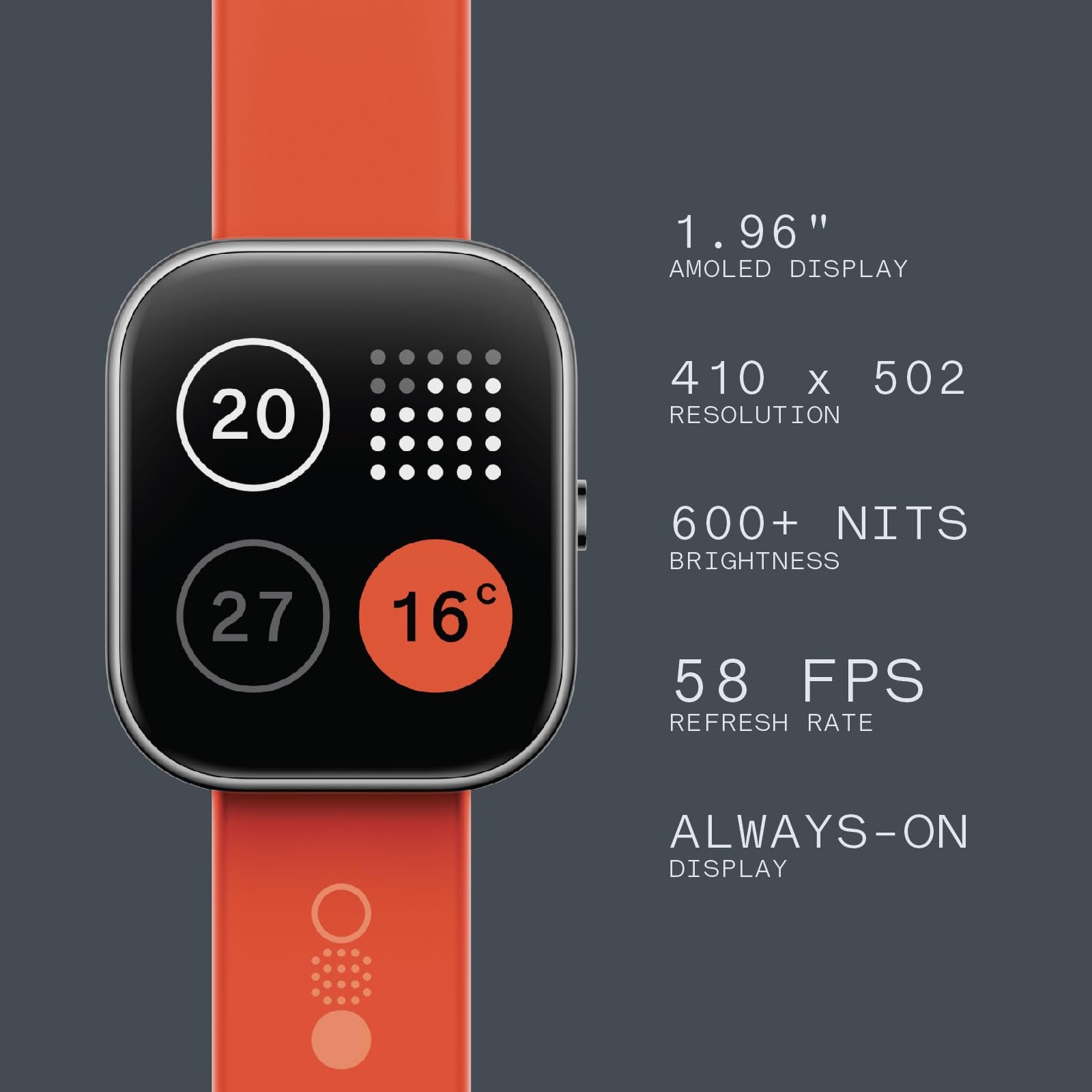 Смарт-годинник CMF by Nothing Watch Pro 1.96" AMOLED Дисплей, фітнес-трекер, Multisystem GPS, Bluetooth Дзвінки з AI шумозаглушенням, до 13 днів роботи від батареї - Темно-сірий, фото №3