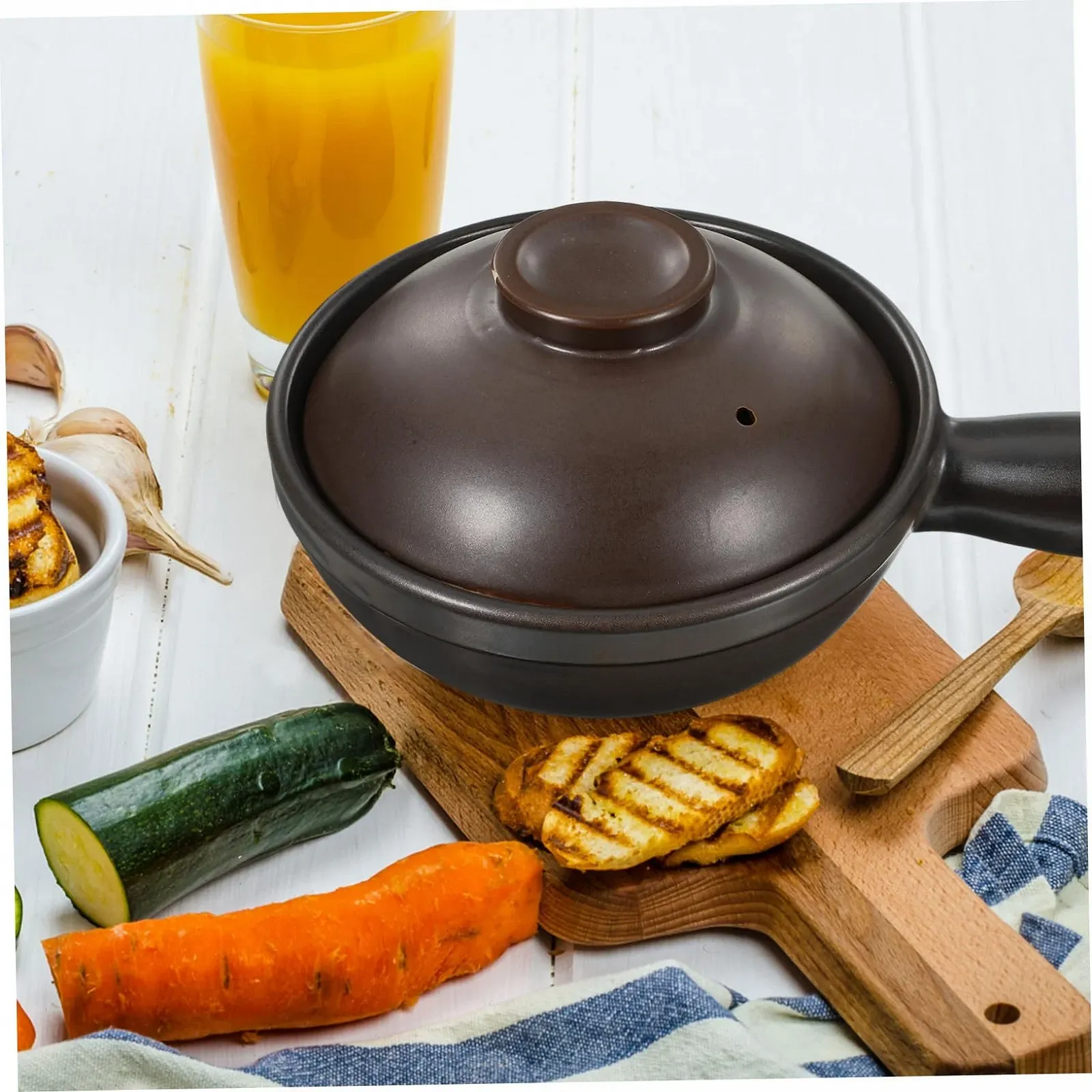 Ківш VALICLUD керамічний з кришкою та однією ручкою Термостійкий, фото №4