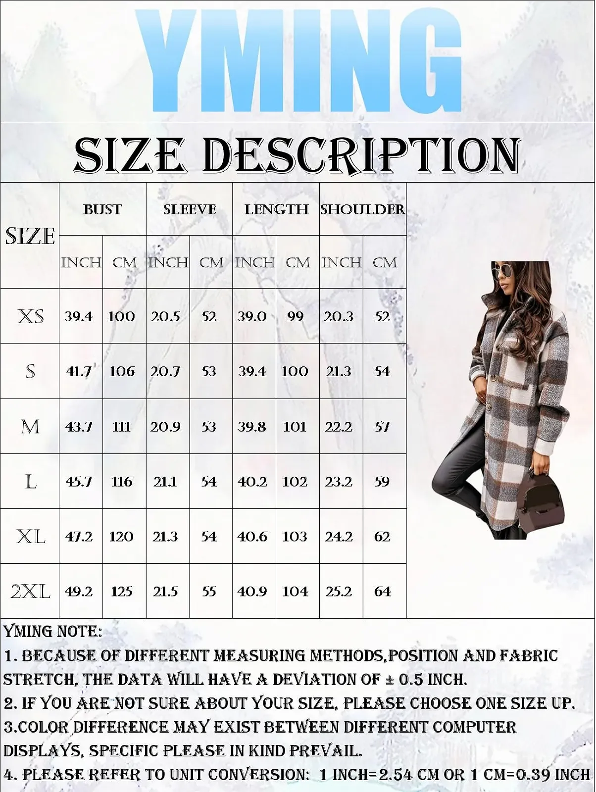 Пиджак Yming Женский Длинный с лацканами Винтажный в клетку с карманами, фото №5 Пиджак Yming Женский Длинный с лацканами Винтажный в клетку с карманами, фото №5