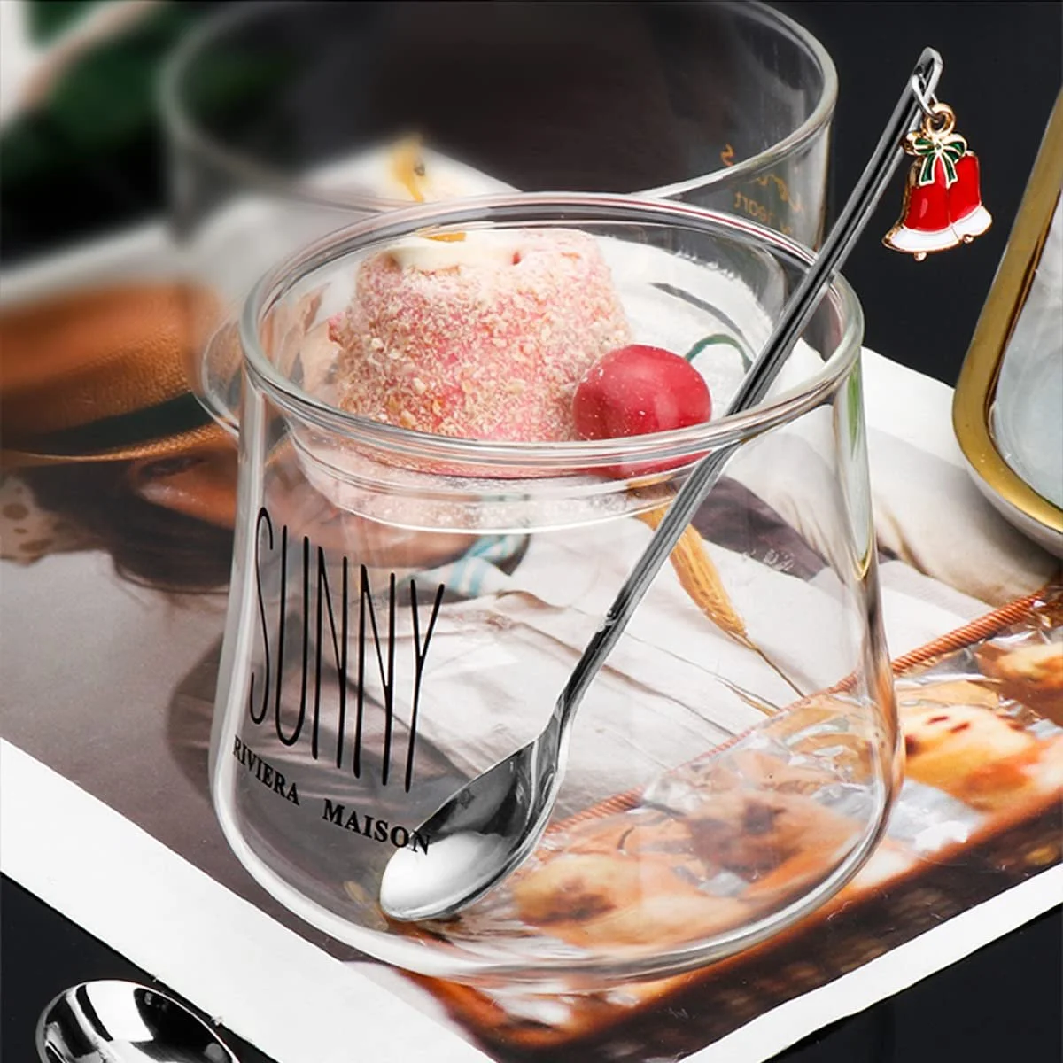 Ложки Рождественские, набор 10 шт, ложки для кофе, ложки из нержавеющей стали, чайные ложки, десертные ложки, ложки для размешивания, суповые ложки, клубника, ананас, авокадо, вишня для кофе, мороженого, супа, фото №7