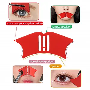 Набір інструментів для макіяжу: трафарет для тіней для носа, трафарет для підводки для очей, силіконова туш з пензлем для макіяжу synthetic.ua - Фото 1