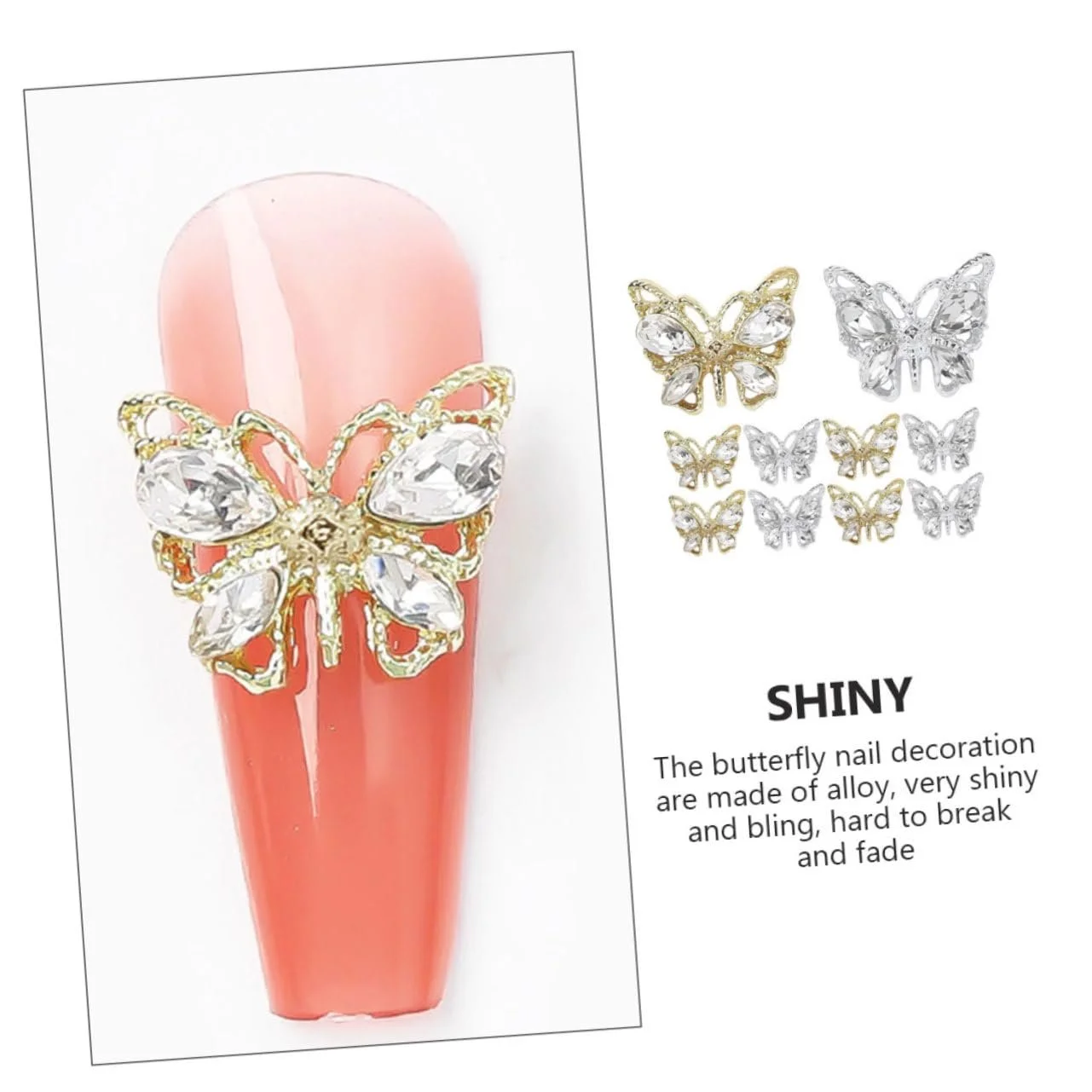 Підвіски для нігтів Метелики Стрази для DIY Маленькі зі стразами для декорування, фото №4
