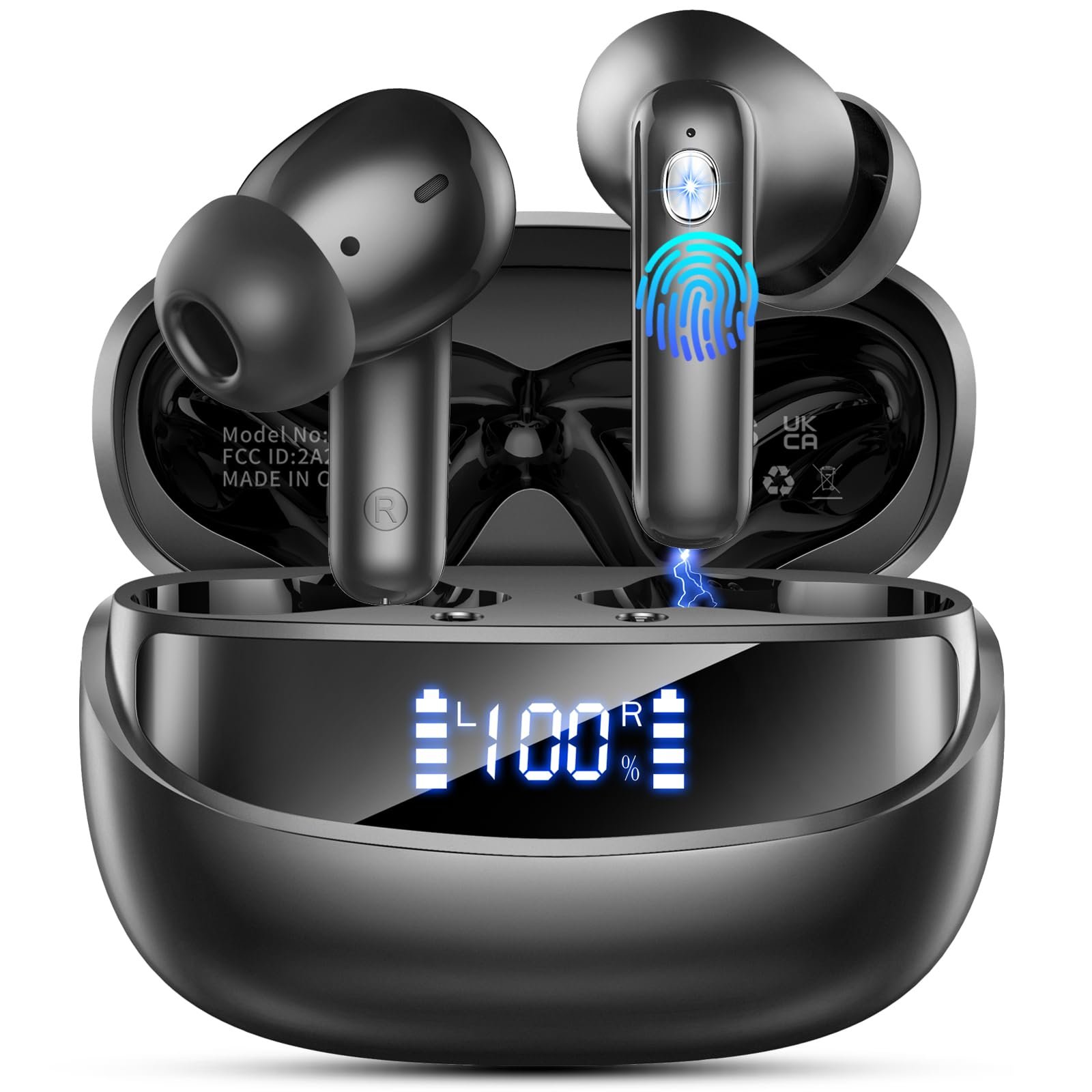 Наушники Nerunsa Bluetooth, Беспроводные Bluetooth 5.4, Вставные наушники с микрофонами ENC шумоподавления, 50 часов воспроизведения, Беспроводные наушники со стерео HiFi, фото №1