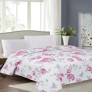 Покрывало Euromat Calmia Белый Розовый Серый Роза, 170 x 210 см - Фото 1