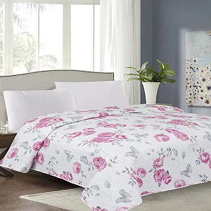 Покривало Euromat Calmia Білий Рожевий Сірий Троянда, 170 x 210 см - Фото 1