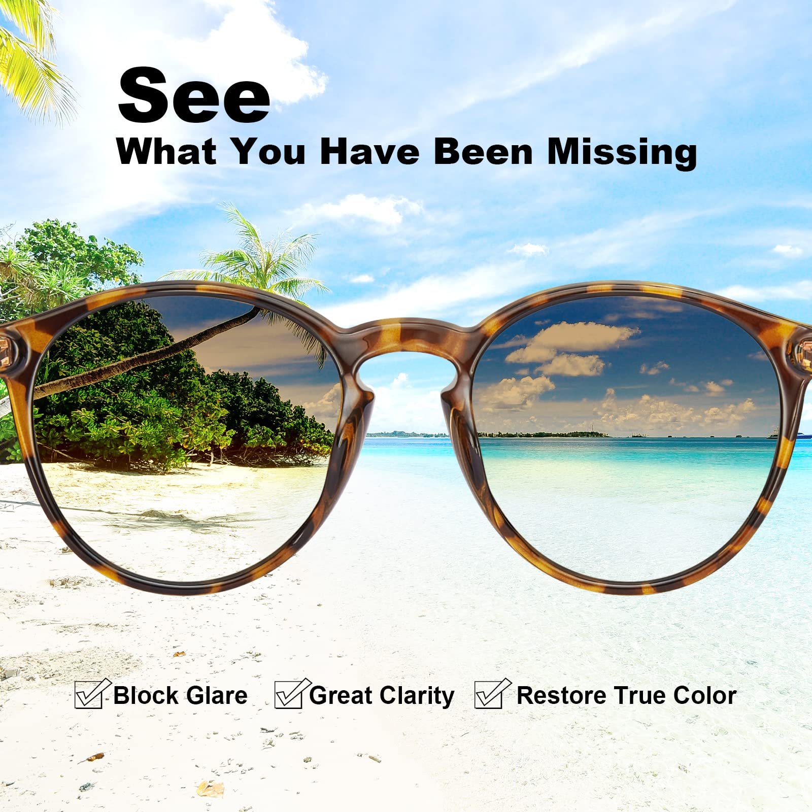 Сонцезахисні окуляри круглі жіночі, поляризовані, ретро вінтаж AVAWAY, захист UV400, легка оправа, фото №7