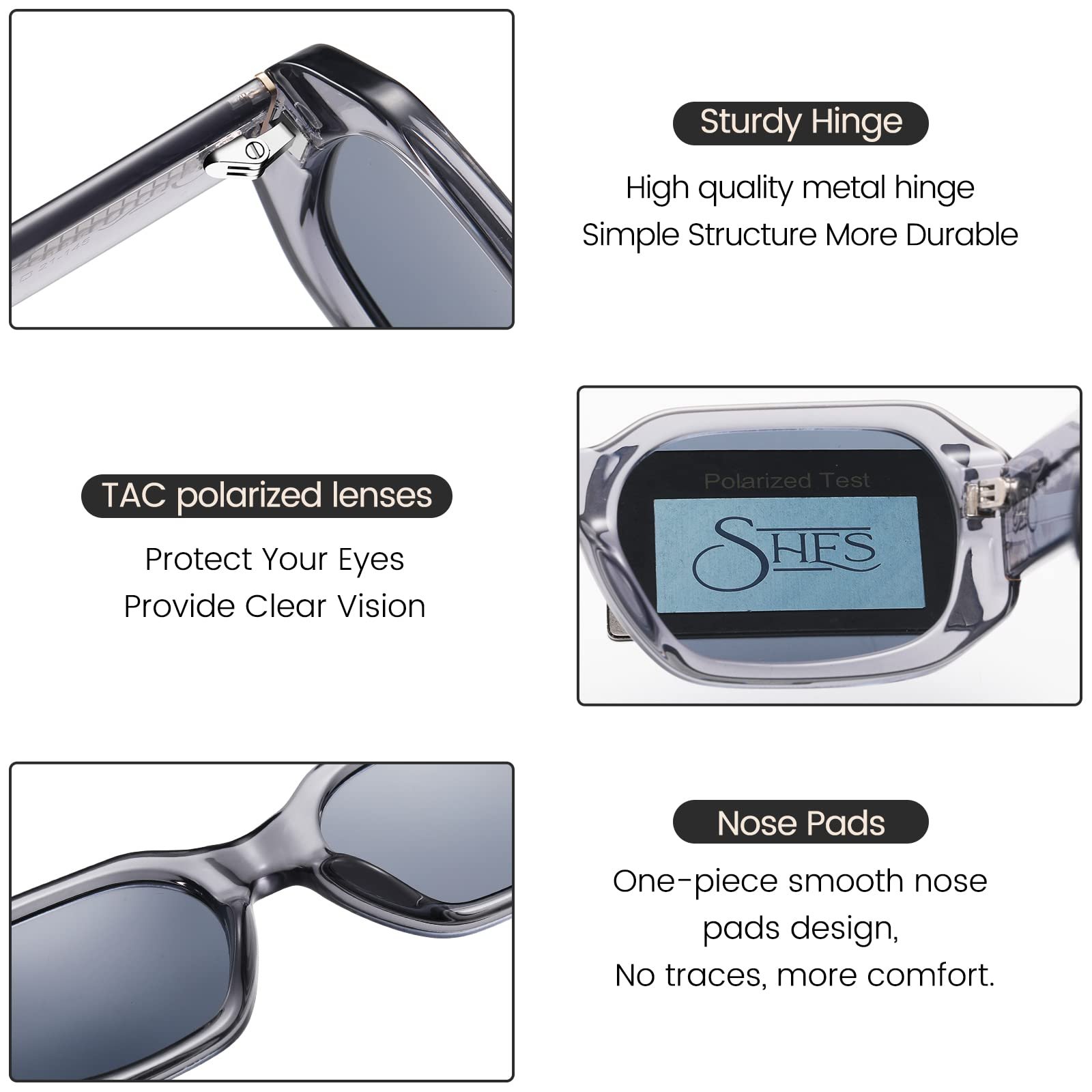 Сонцезахисні окуляри Прямокутні SHES Модні 90-х Поляризовані вузькі квадратні SH1007, фото №4