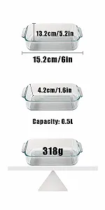 Форма для запекания MINZHI 0,5 л боросиликатное стекло для микроволновой печи духовки и холодильника synthetic.ua - Фото 1