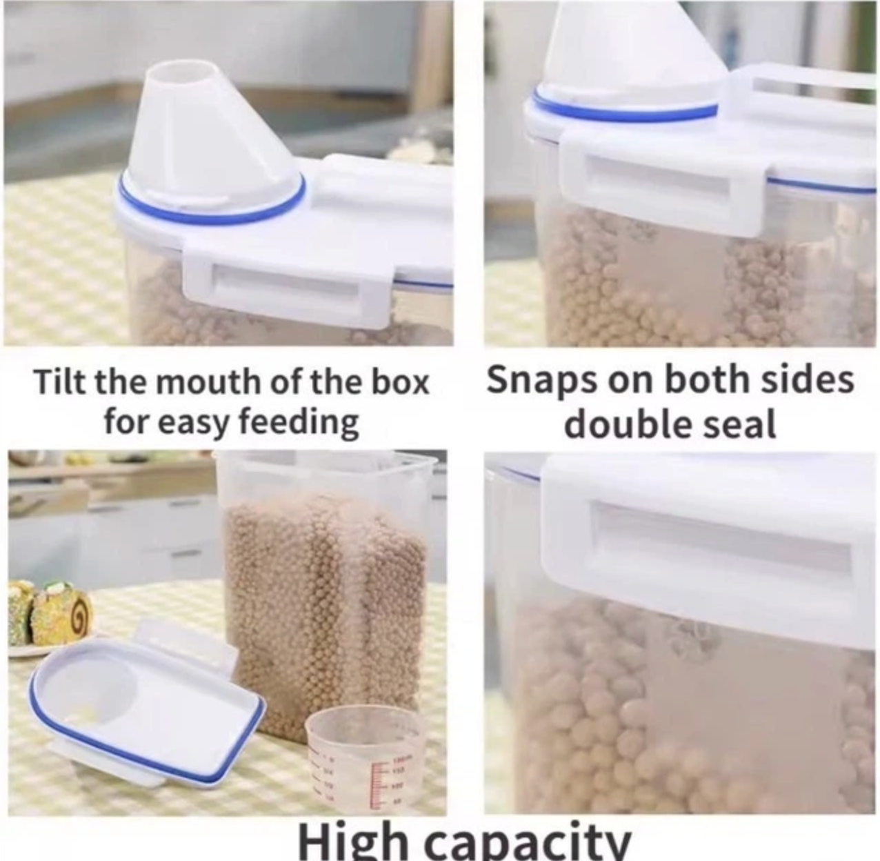 Дозатор-контейнер для сухого корма и круп 2 л Прозрачный, фото №5