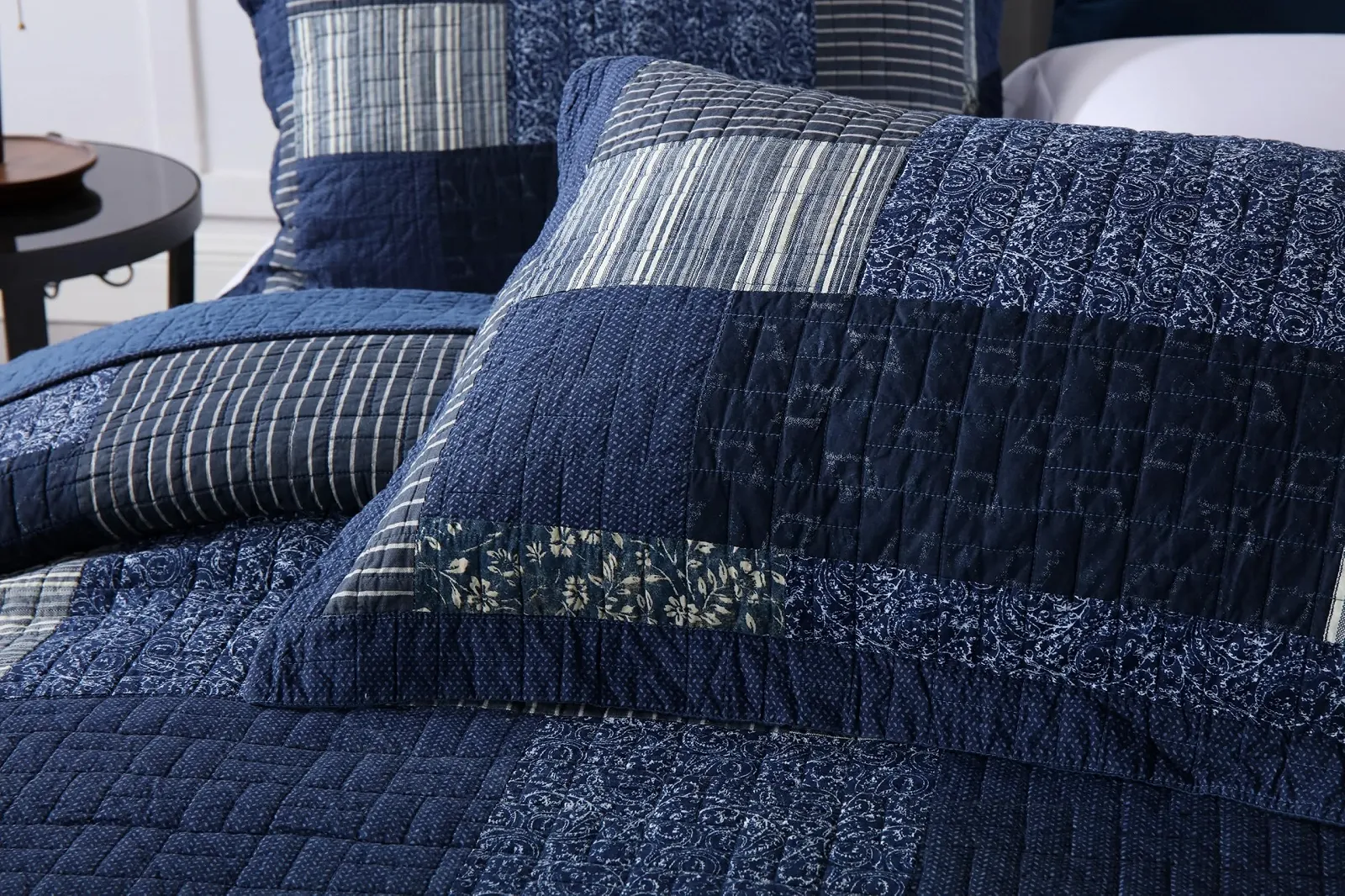 Покривало Qucover Бавовна Блакитний, 2 наволочки 50 x 70 см (223 x 233 см), фото №4