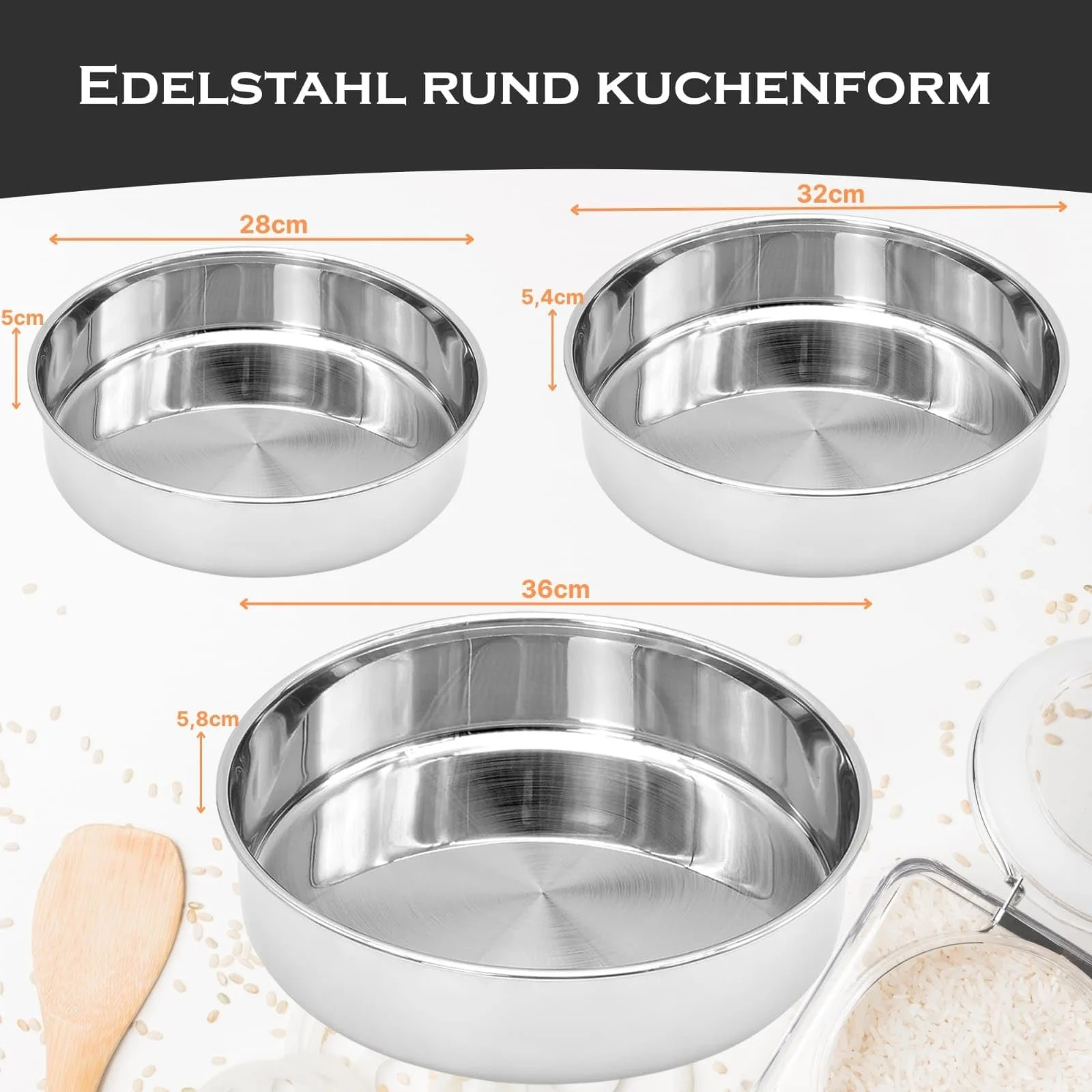 Набор форм для запекания hausleben 3 шт. нержавеющая сталь круглые универсальные, фото №4