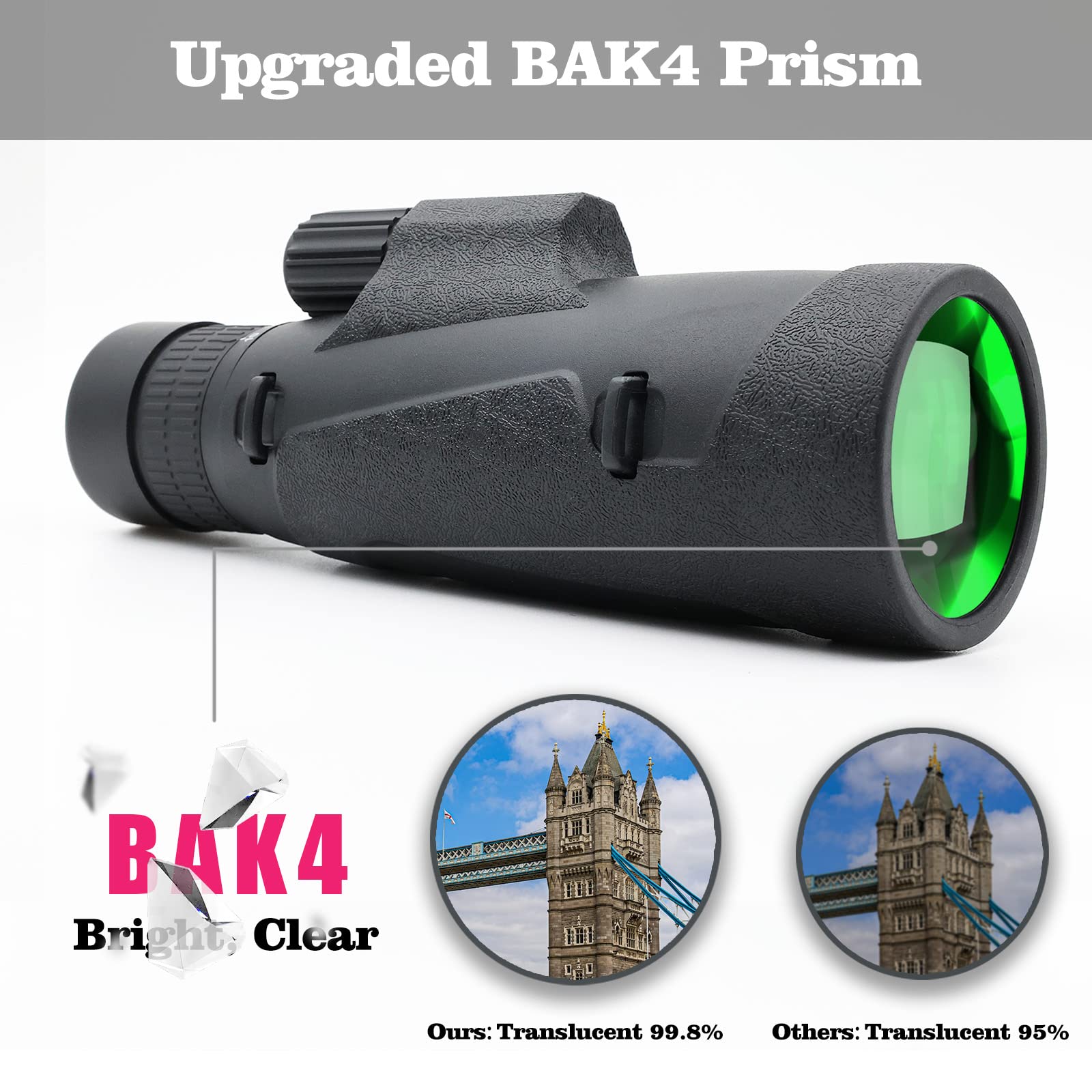 Монокуляр High Power Zoom 10-30x50 з адаптером для смартфона штативом ручним ременем, фото №4