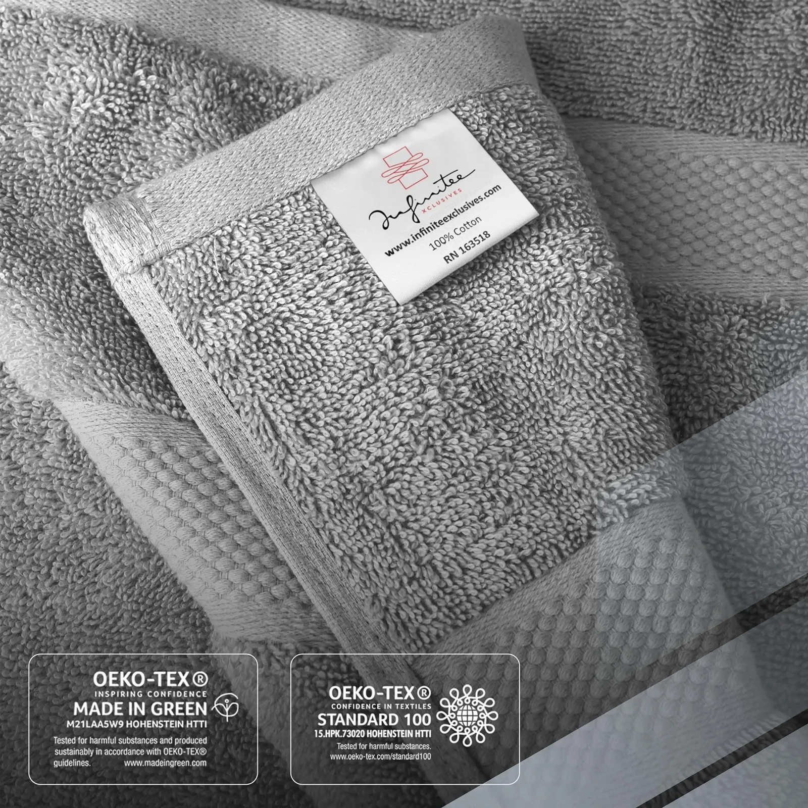 Набір рушників Infinitee Xclusives Premium 8 шт. 100% бавовна Light Grey, фото №5