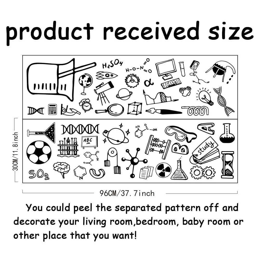 Наклейка на стіну SUPERDANT Science Sign Biology Chemistry Math Geography вінілова самоклеюча чорна, фото №2